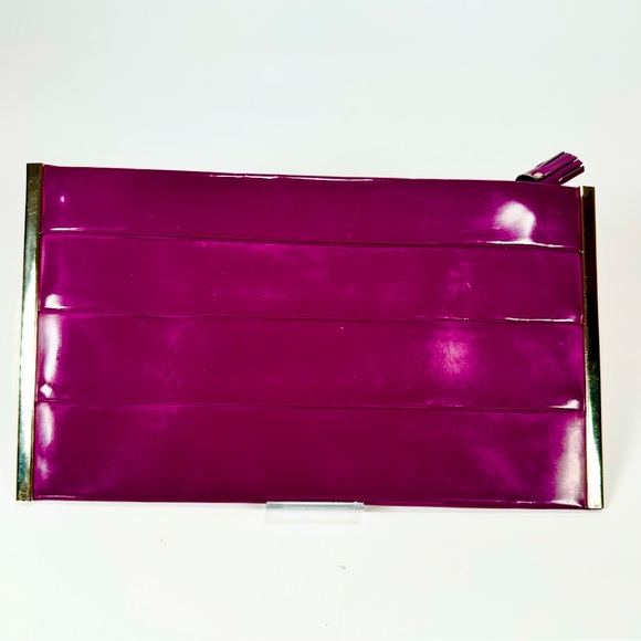 Anya Hindmarch Patent Leather Enamel Pleated Clutch Party Zip Bag in Purple - Picture 2 of 10